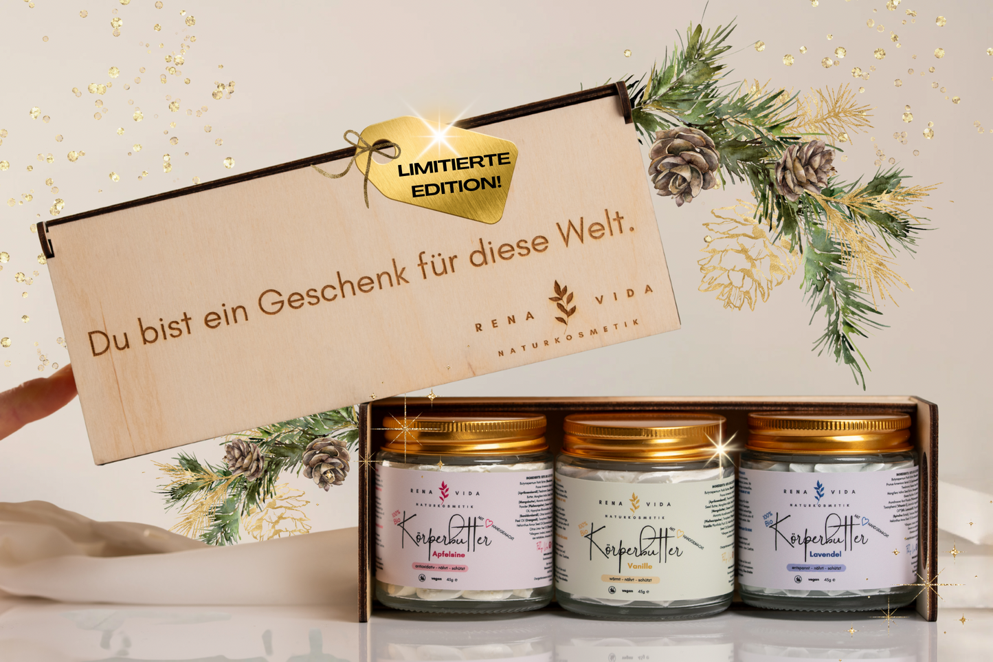 Einzigartiges Geschenk: Deine limitierte Weihnachtsbox - toxinfreie Unikate. Handgemacht. Rein.