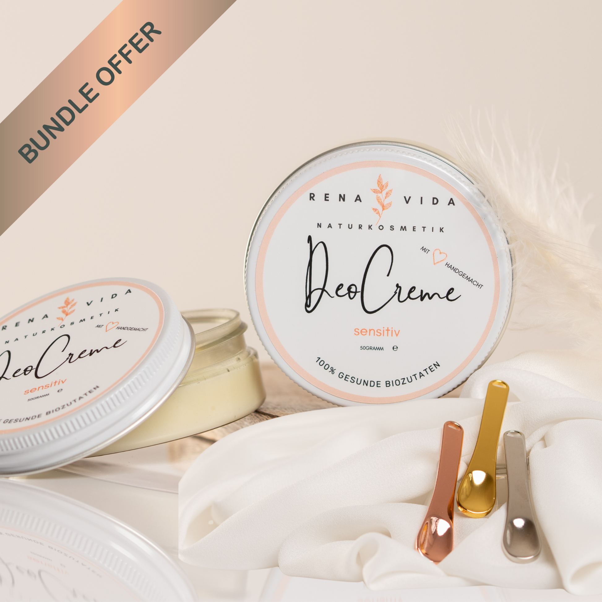 Bundle aus Bio Deocreme und Edelstahl-Spatel - Rena Vida
