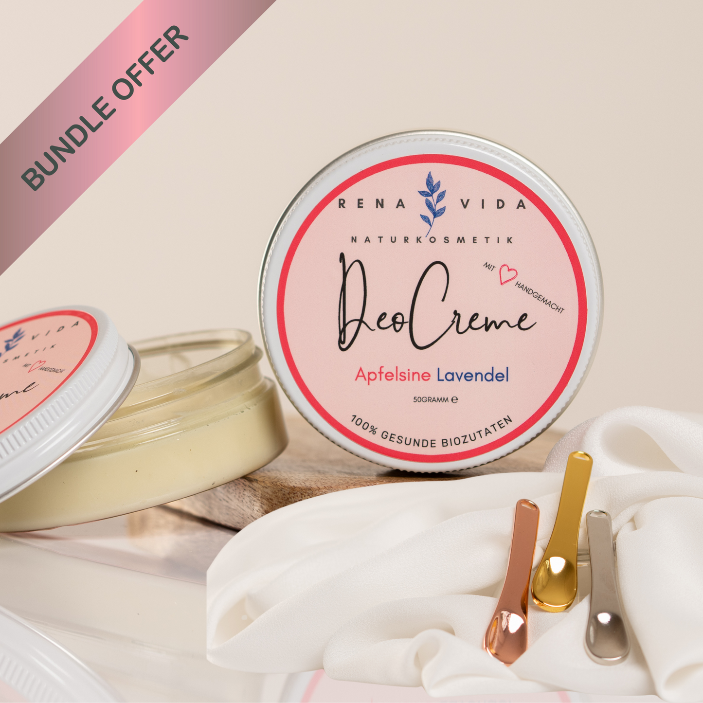 Bundle aus Bio Deocreme und Edelstahl-Spatel - Rena Vida