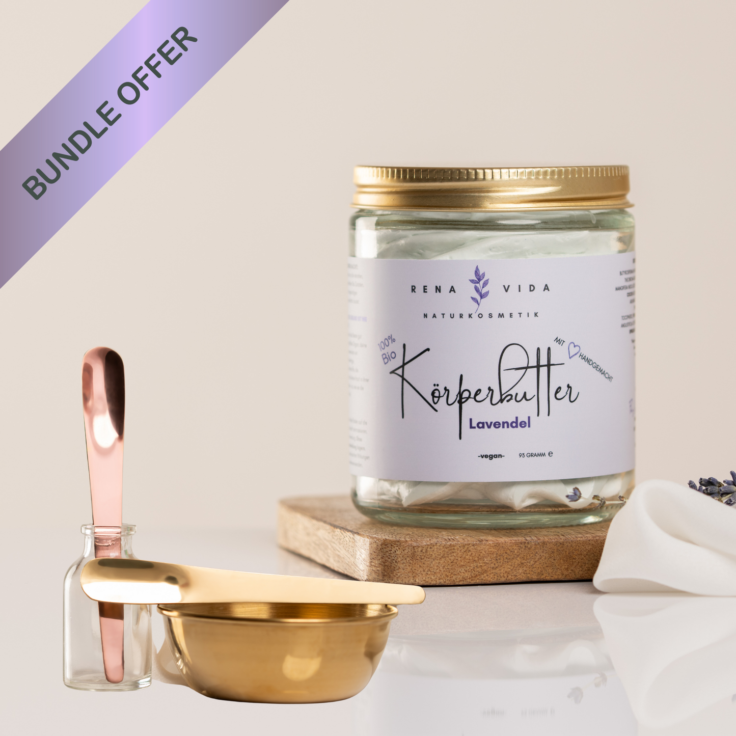 Bundle aus Bio Körperbutter und Edelstahl-Spatel - Rena Vida