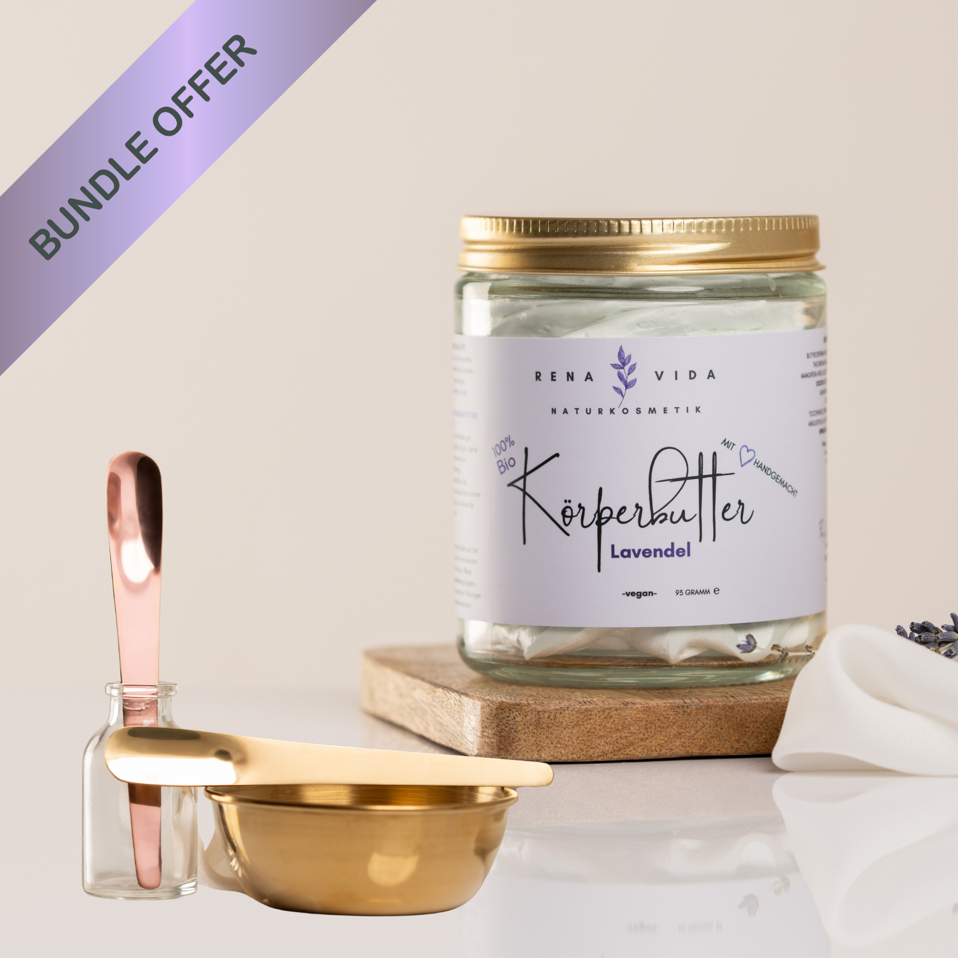 Bundle aus Bio Körperbutter und Edelstahl-Spatel - Rena Vida