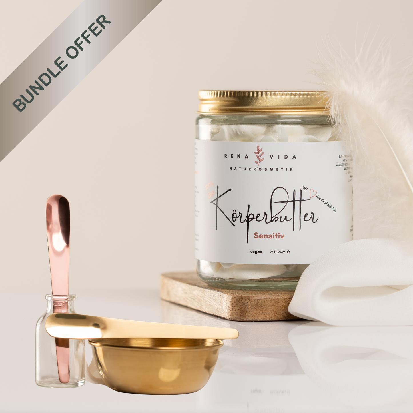 Bundle aus Bio Körperbutter und Edelstahl-Spatel - Rena Vida