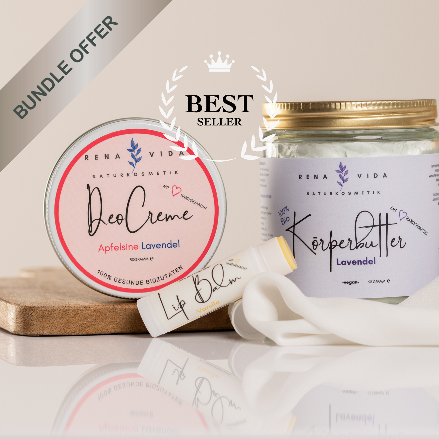 Bundle aus Bio Körperbutter, Bio Deocreme und Bio Lippenbalsam - Rena Vida